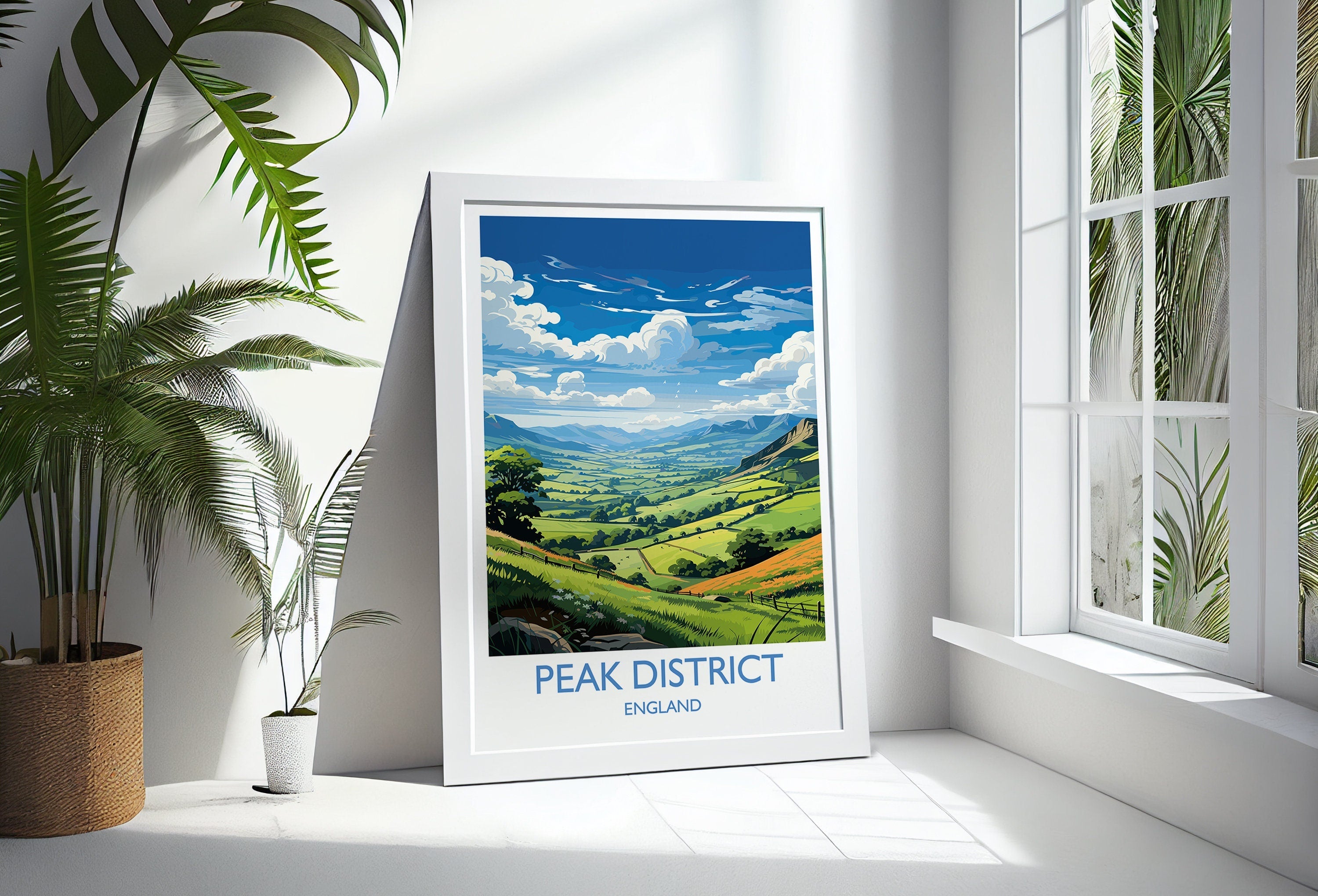 Peak District Travel Print Wall Art, Travel Poster of Peak District, Peak District Art Lovers Gift, English Countryside NQ Media Designs