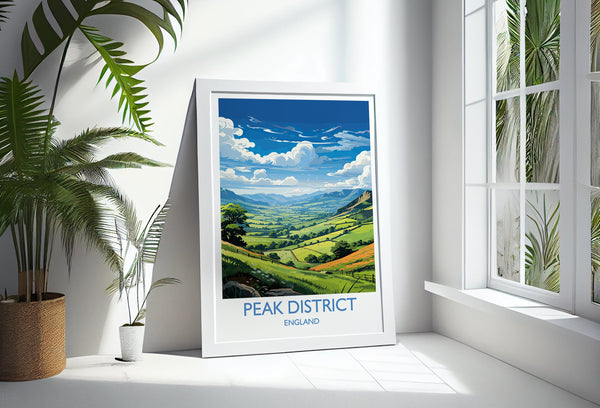 Peak District Travel Print Wall Art, Travel Poster of Peak District, Peak District Art Lovers Gift, English Countryside