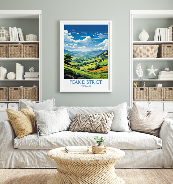 Peak District Travel Print Wall Art, Travel Poster of Peak District, Peak District Art Lovers Gift, English Countryside