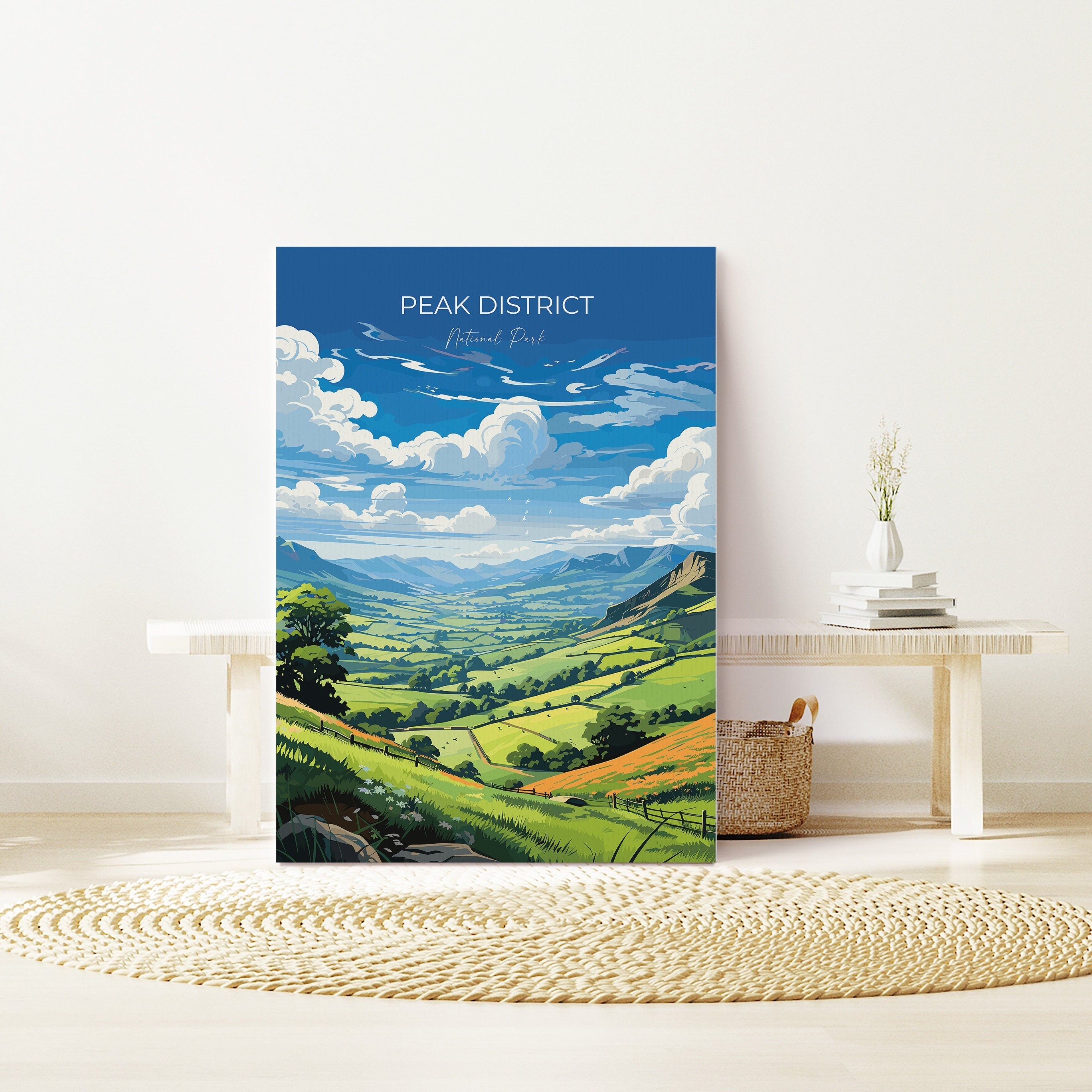 Peak District Travel Poster Wall Art, Travel Print of Peak District, Peak District Art Lovers Gift, English Countryside NQ Media Designs