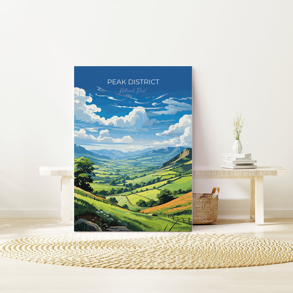 Peak District Travel Poster Wall Art, Travel Print of Peak District, Peak District Art Lovers Gift, English Countryside