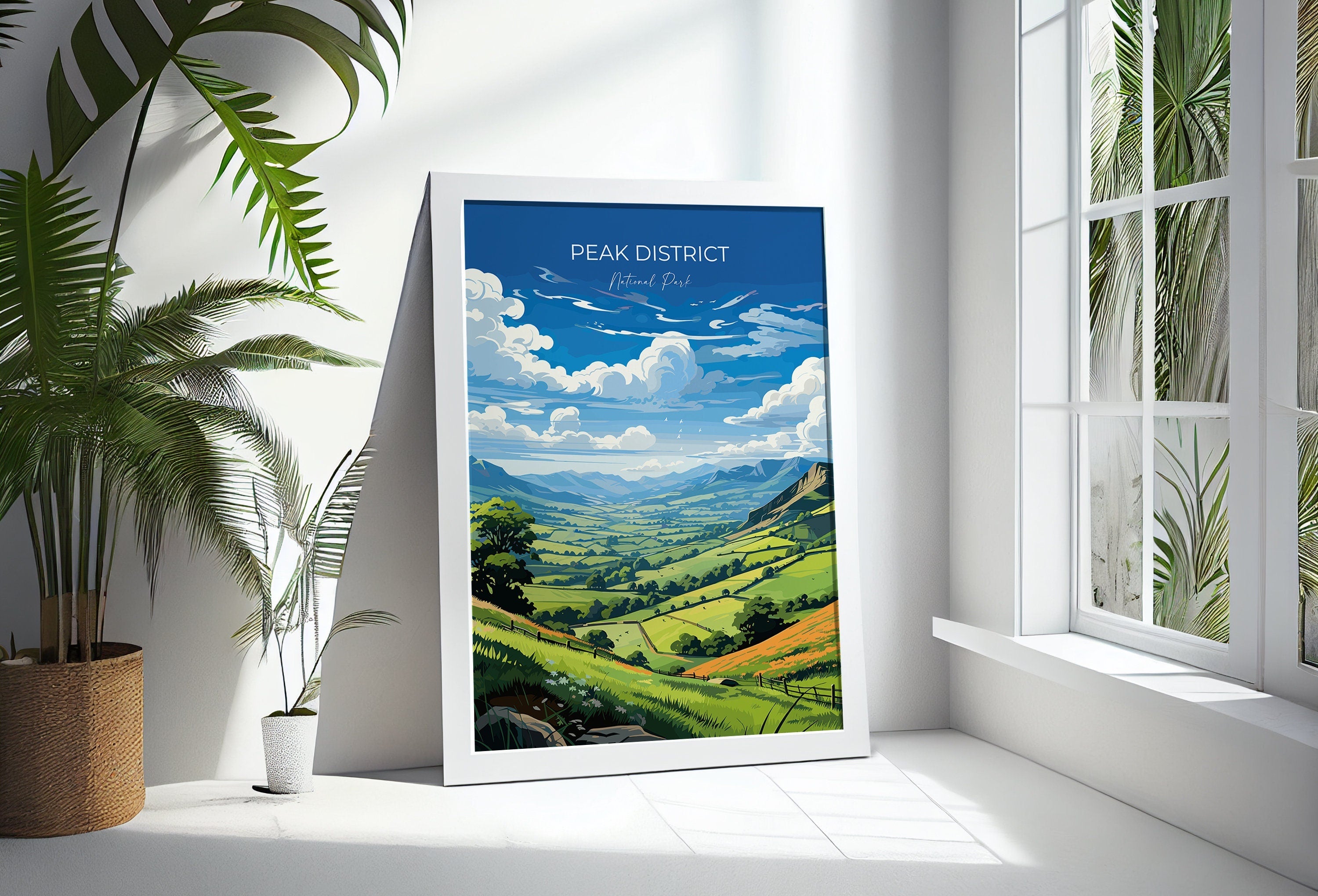 Peak District Travel Poster Wall Art, Travel Print of Peak District, Peak District Art Lovers Gift, English Countryside NQ Media Designs