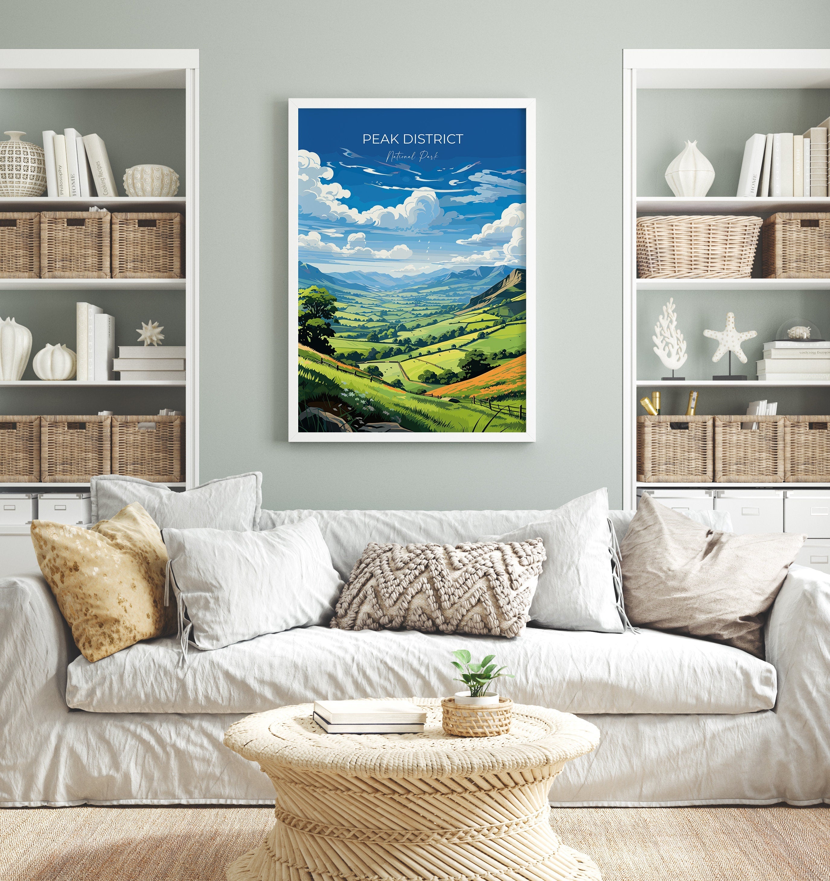 Peak District Travel Poster Wall Art, Travel Print of Peak District, Peak District Art Lovers Gift, English Countryside NQ Media Designs