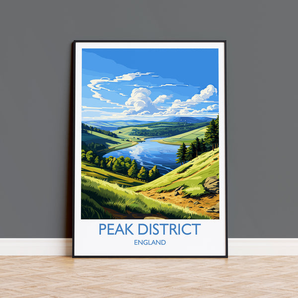 Peak District Travel Print Wall Art, Travel Poster of Peak District, Peak District Art Lovers Gift, English Countryside