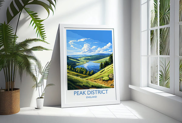 Peak District Travel Print Wall Art, Travel Poster of Peak District, Peak District Art Lovers Gift, English Countryside