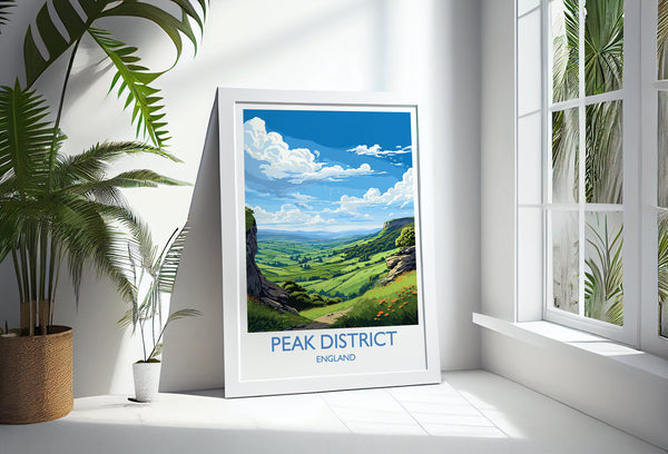 Peak District Travel Print Wall Art, Travel Poster of Peak District, Peak District Art Lovers Gift, English Countryside