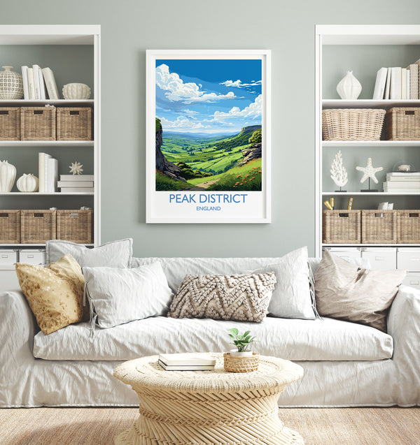 Peak District Travel Print Wall Art, Travel Poster of Peak District, Peak District Art Lovers Gift, English Countryside