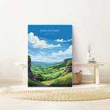 Peak District Travel Poster Wall Art, Travel Print of Peak District, Peak District Art Lovers Gift, English Countryside NQ Media Designs