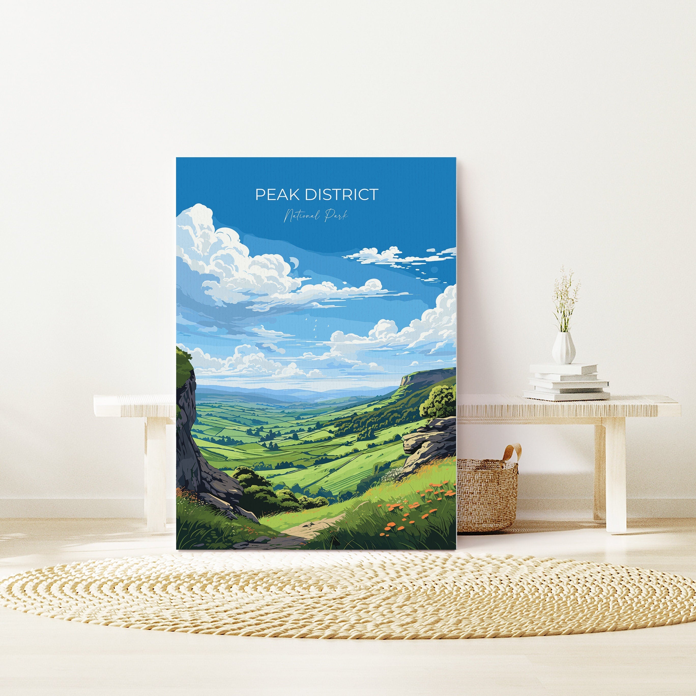 Peak District Travel Poster Wall Art, Travel Print of Peak District, Peak District Art Lovers Gift, English Countryside NQ Media Designs