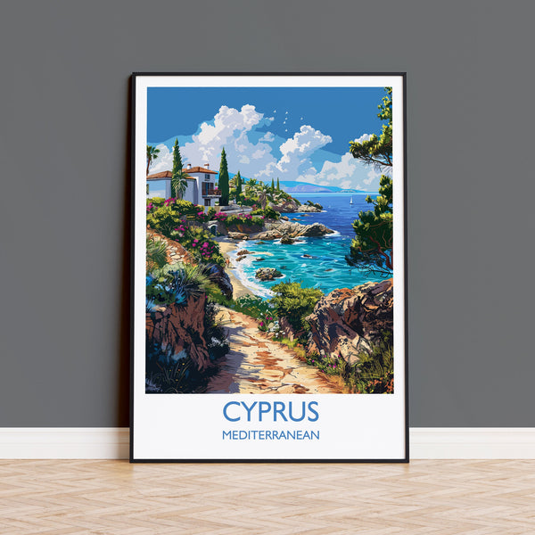 Cyprus Travel Print, Travel Poster of Cyprus, Mediterranean, Cyprus Art Lovers Gift, Cyprus Wall Art