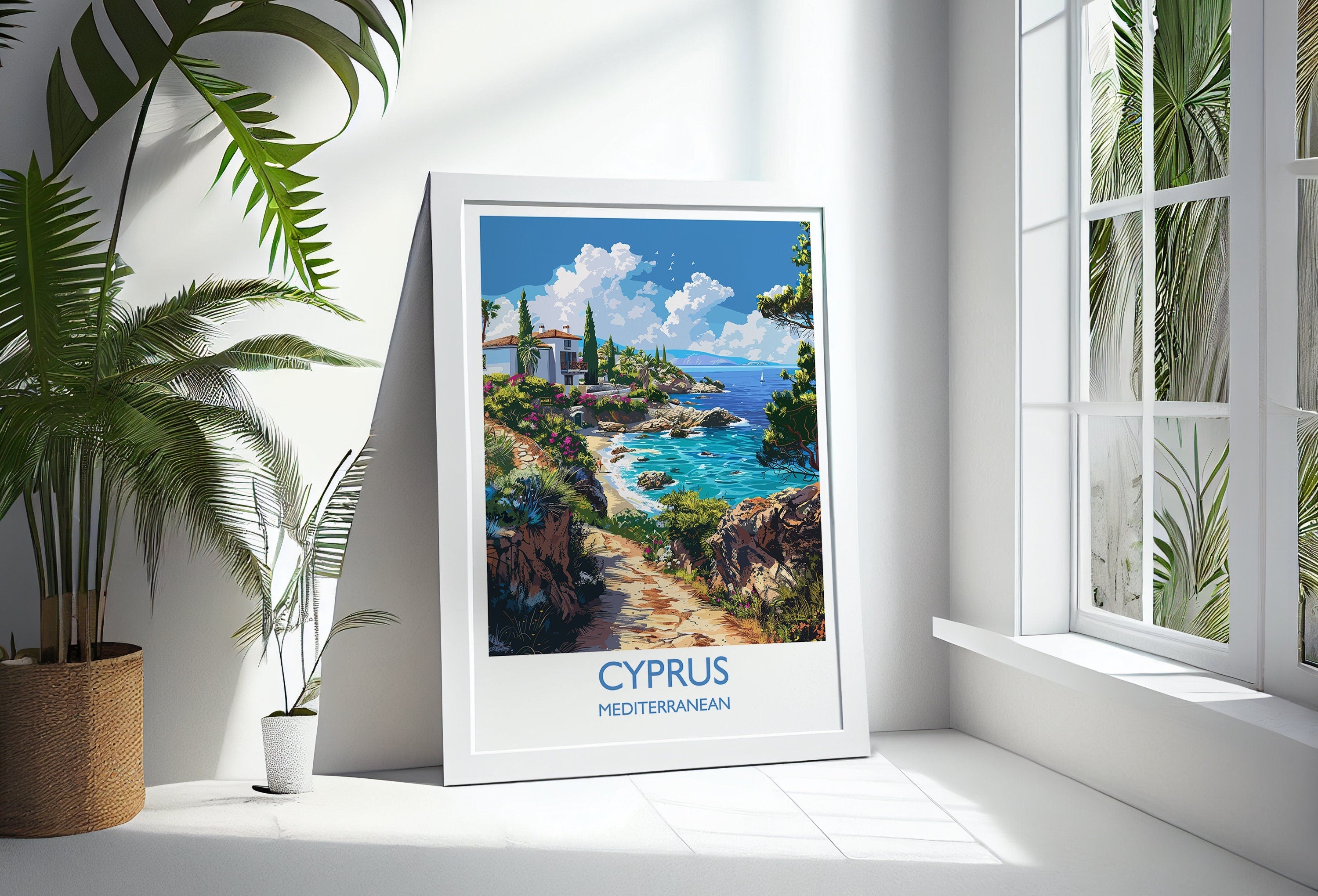 Cyprus Travel Print, Travel Poster of Cyprus, Mediterranean, Cyprus Art Lovers Gift, Cyprus Wall Art NQ Media Designs