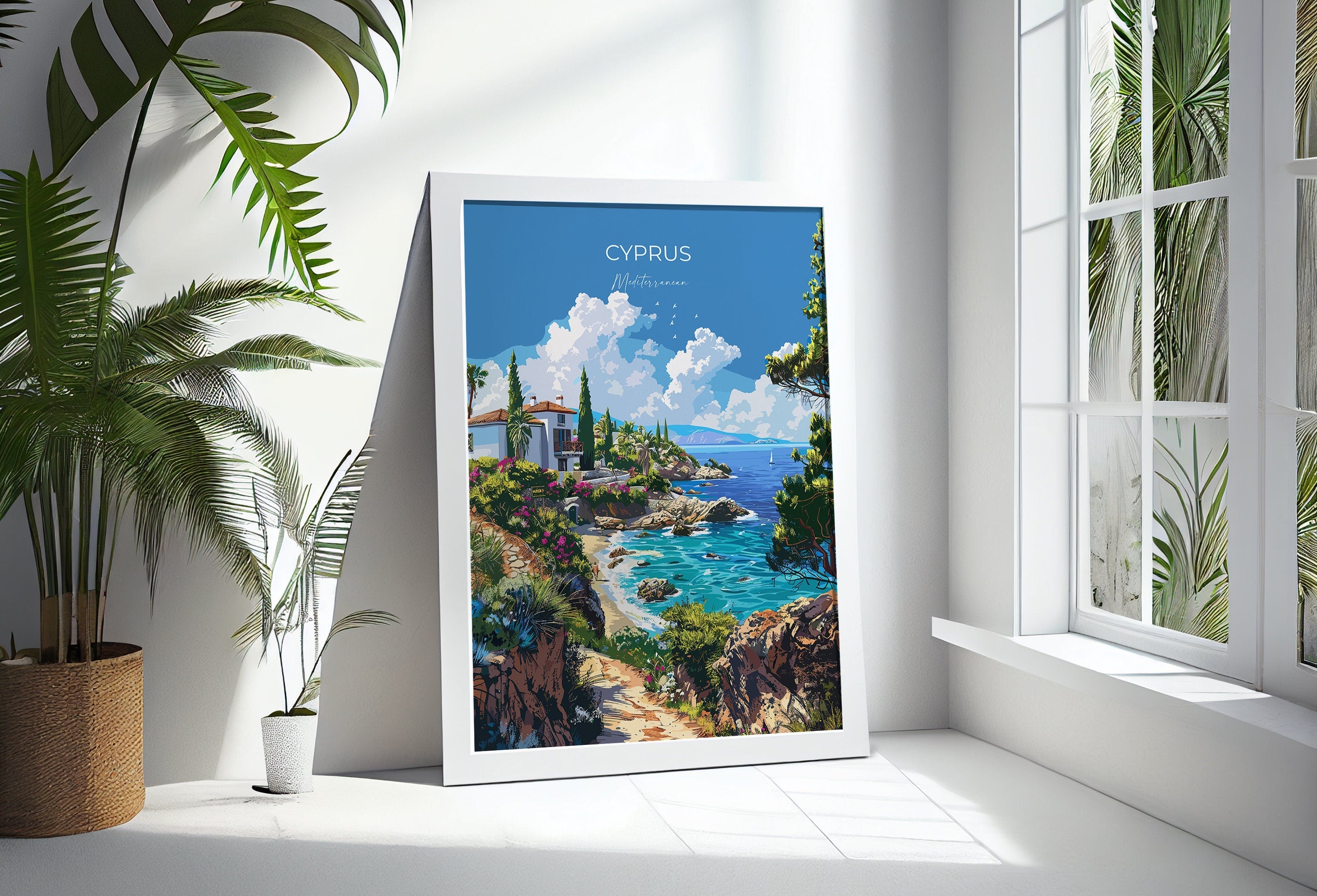 Cyprus Travel Poster, Travel Print of Cyprus, Mediterranean Art, Cyprus Art Lovers Gift, Cyprus Wall Art NQ Media Designs