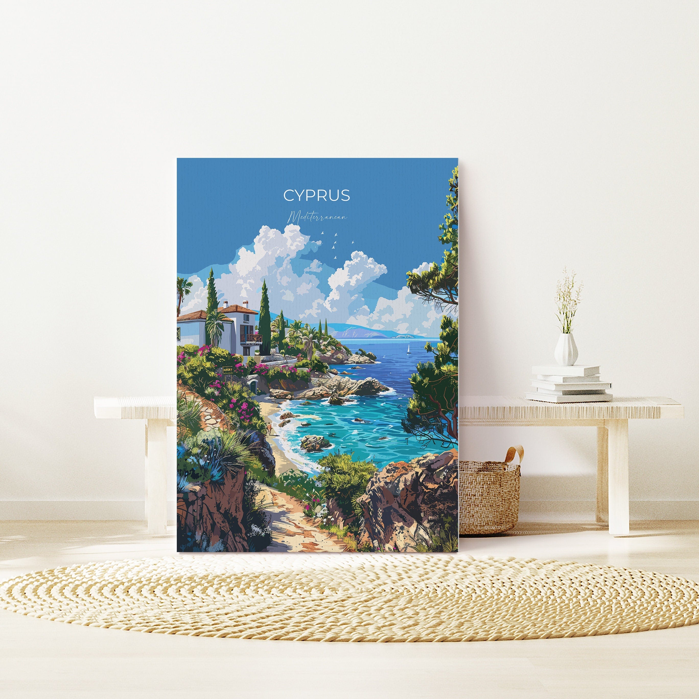 Cyprus Travel Poster, Travel Print of Cyprus, Mediterranean Art, Cyprus Art Lovers Gift, Cyprus Wall Art NQ Media Designs