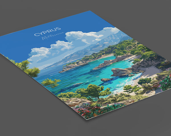 Cyprus Travel Poster, Travel Print of Cyprus, Mediterranean Art, Cyprus Art Lovers Gift, Cyprus Wall Art
