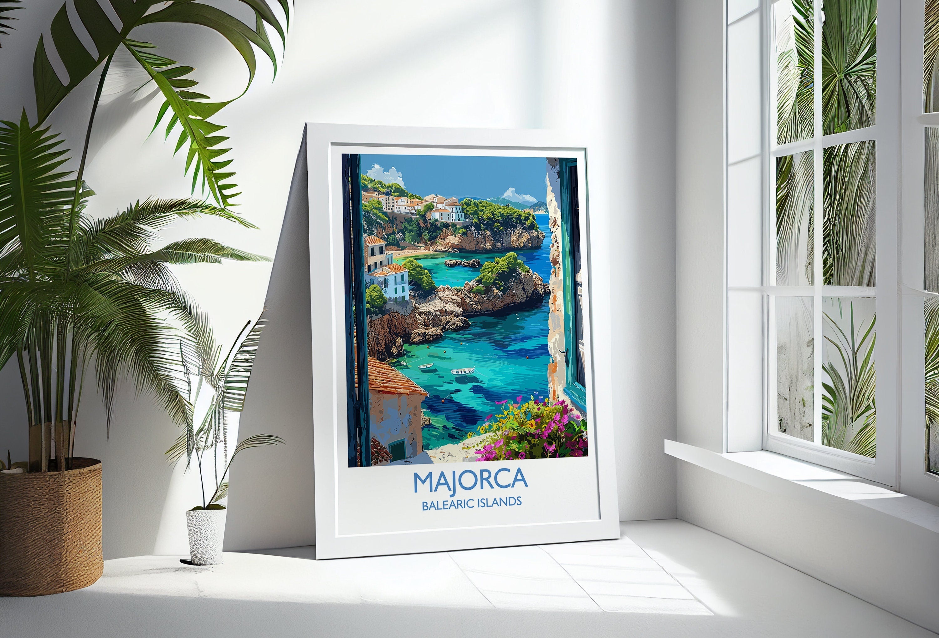 Majorca Travel Print, Travel Poster of Majorca, Balearic Islands Art Lovers Gift, Majorca Wall Art NQ Media Designs