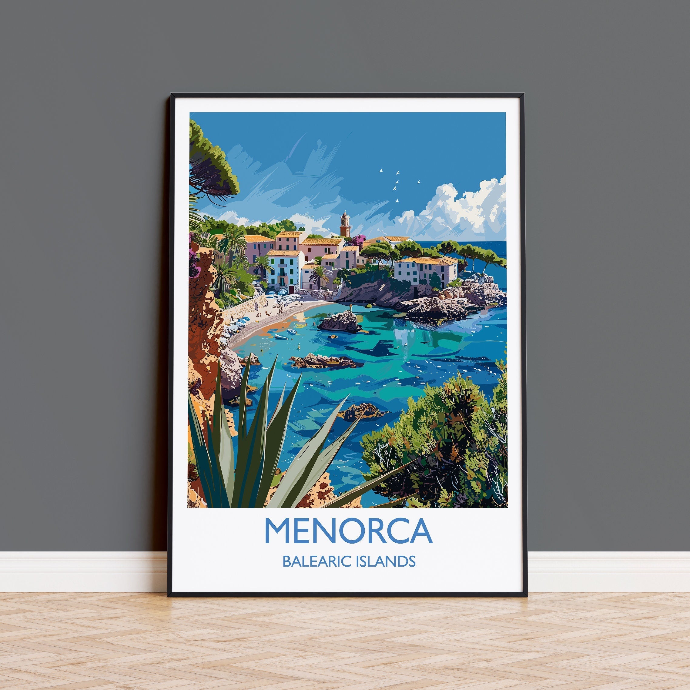 Menorca Travel Print, Travel Poster of Menorca, Balearic Islands Art Lovers Gift, Menorca Wall Art NQ Media Designs