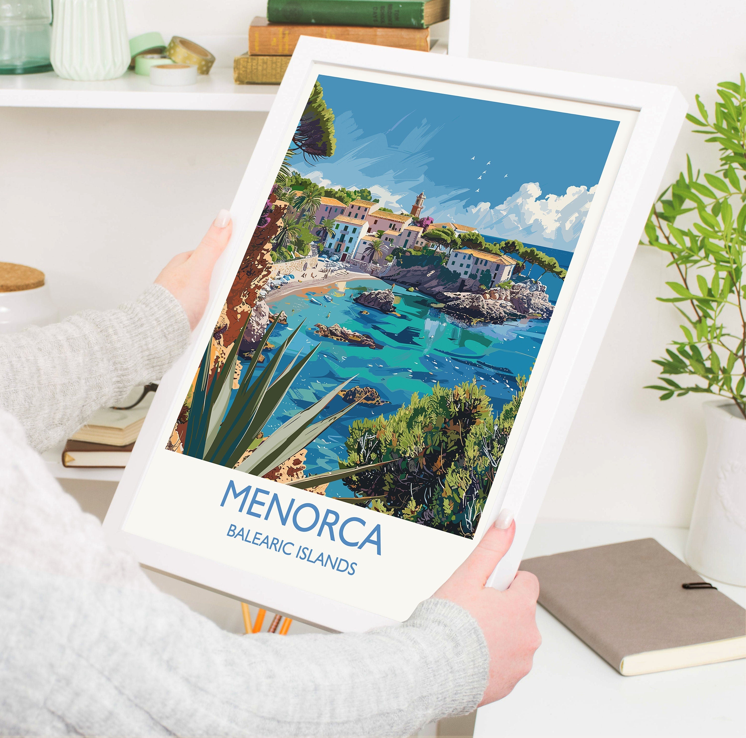 Menorca Travel Print, Travel Poster of Menorca, Balearic Islands Art Lovers Gift, Menorca Wall Art NQ Media Designs