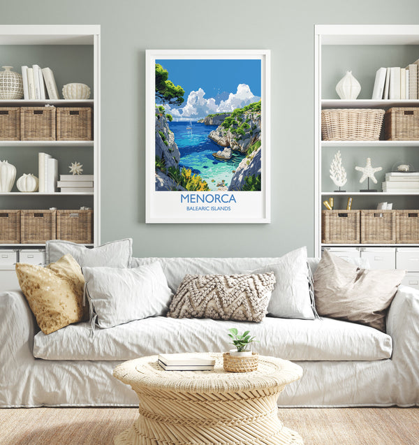Menorca Travel Print, Travel Poster of Menorca, Balearic Islands Art Lovers Gift, Menorca Wall Art