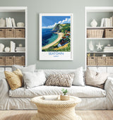 Seatown Travel Print Wall Art, Travel Poster of Seatown, England, Dorset Coast Art Lovers Gift, Dorset Wall Decor NQ Media Designs