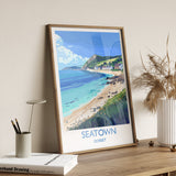 Seatown Travel Print Wall Art, Travel Poster of Seatown, England, Dorset Coast Art Lovers Gift, Dorset Wall Decor NQ Media Designs