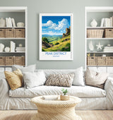 Peak District Travel Print Wall Art, Travel Poster of Peak District, Peak District Art Lovers Gift, English Countryside NQ Media Designs
