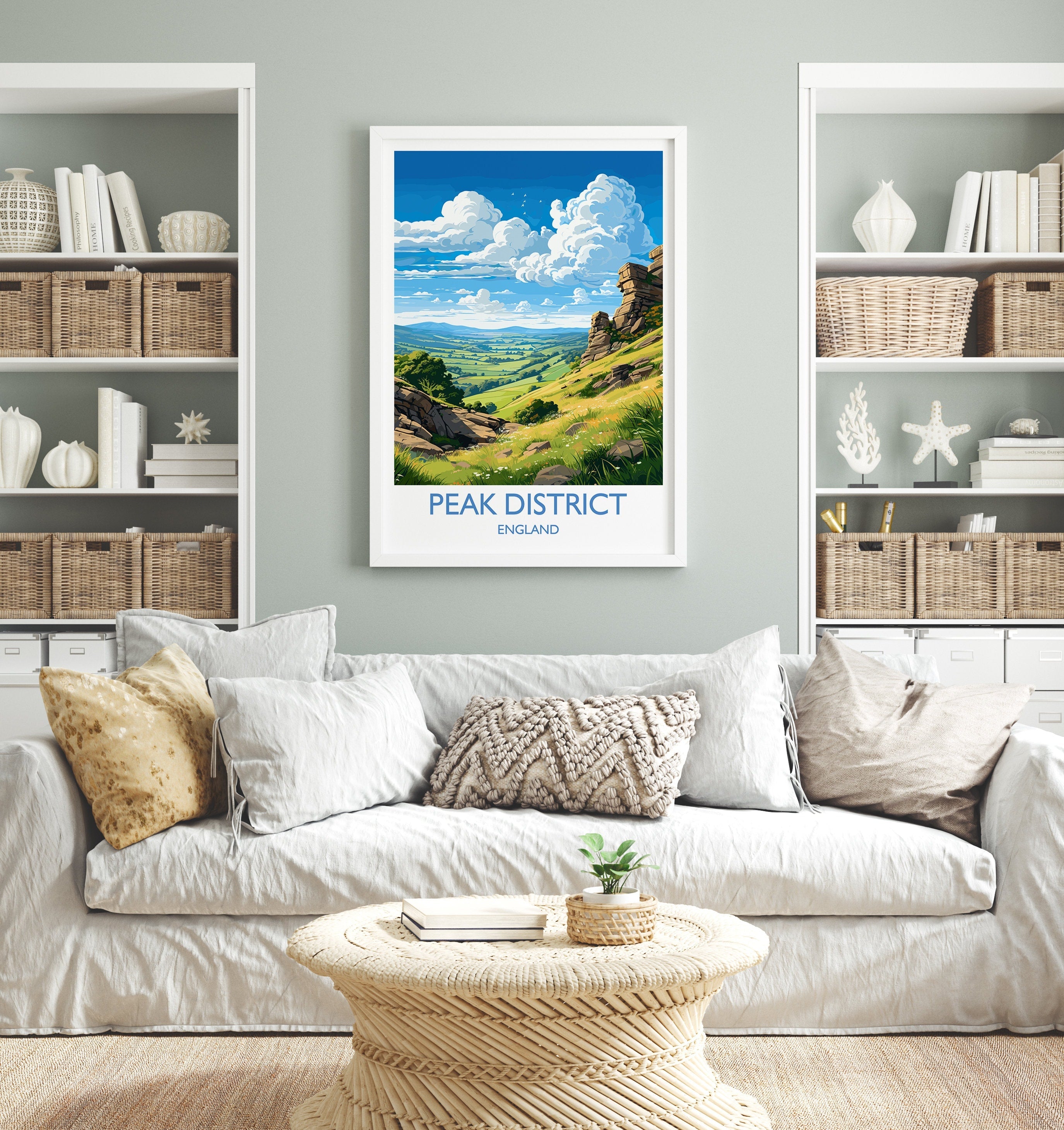 Peak District Travel Print Wall Art, Travel Poster of Peak District, Peak District Art Lovers Gift, English Countryside NQ Media Designs