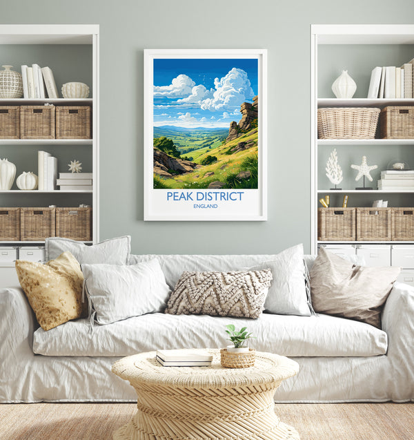 Peak District Travel Print Wall Art, Travel Poster of Peak District, Peak District Art Lovers Gift, English Countryside