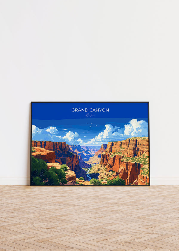 Grand Canyon Landscape Travel Print Wall Art, Travel Poster of Grand Canyon, Grand Canyon Art Lovers Gift, Arizona, USA Travel Art