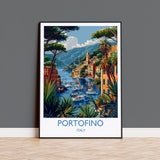 Portofino Travel Poster Wall Art, Travel Print of Portofino, Portofino Art Lovers Gift, Italy, Italian Art Gift NQ Media Designs