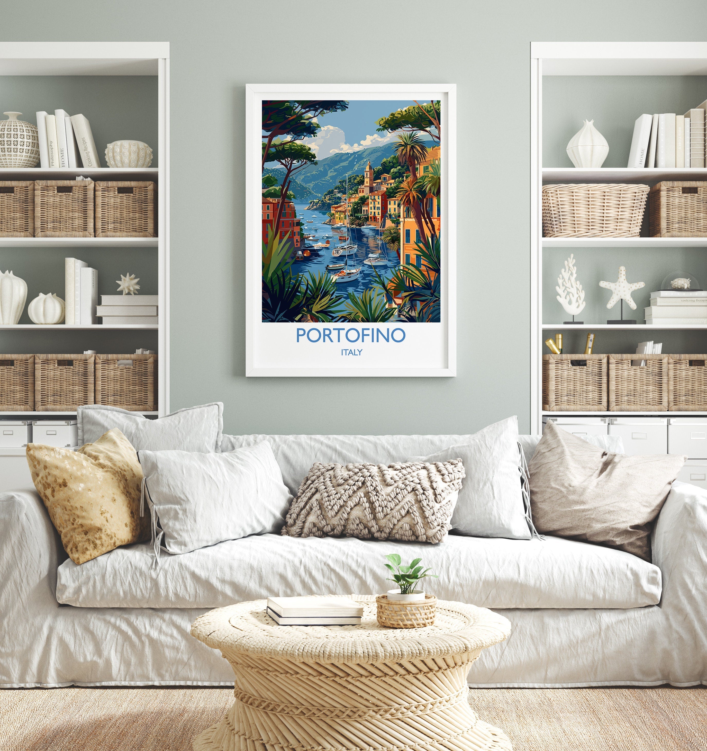 Portofino Travel Poster Wall Art, Travel Print of Portofino, Portofino Art Lovers Gift, Italy, Italian Art Gift NQ Media Designs