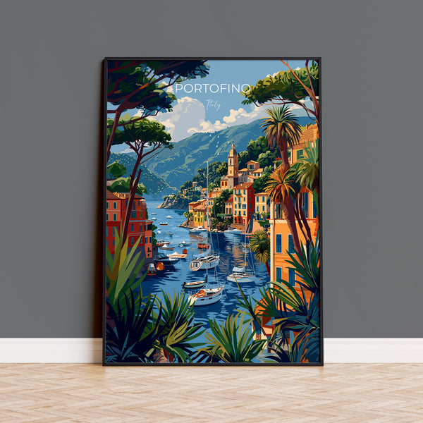 Portofino Travel Print Wall Art, Travel Poster of Portofino, Portofino Art Lovers Gift, Italy, Italian Art Gift