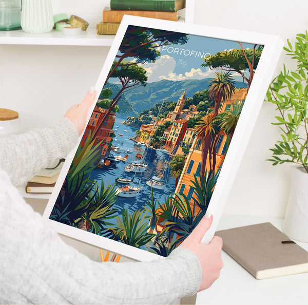 Portofino Travel Print Wall Art, Travel Poster of Portofino, Portofino Art Lovers Gift, Italy, Italian Art Gift