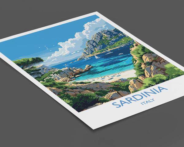 Sardinia Travel Poster Wall Art, Travel Print of Sardinia, Sardinia Art Lovers Gift, Italy, Italian Art Gift