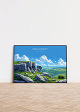 Peak District Landscape Travel Poster Wall Art, Travel Print of Peak District, Peak District Art Lovers Gift, English Countryside NQ Media Designs
