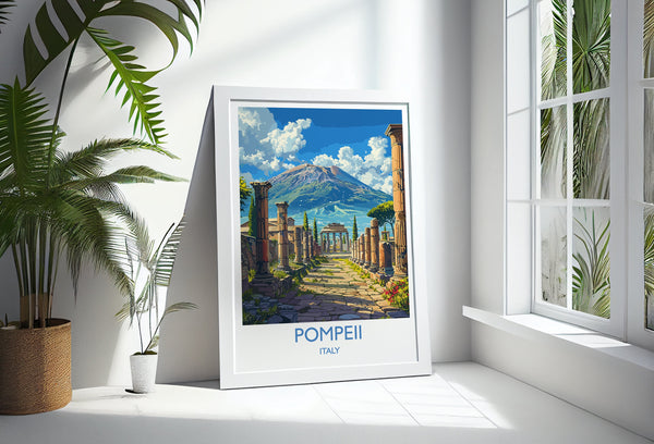 Pompeii Travel Poster Wall Art, Travel Print of Pompeii, Pompeii Art Lovers Gift, Italy, Italian Art Gift
