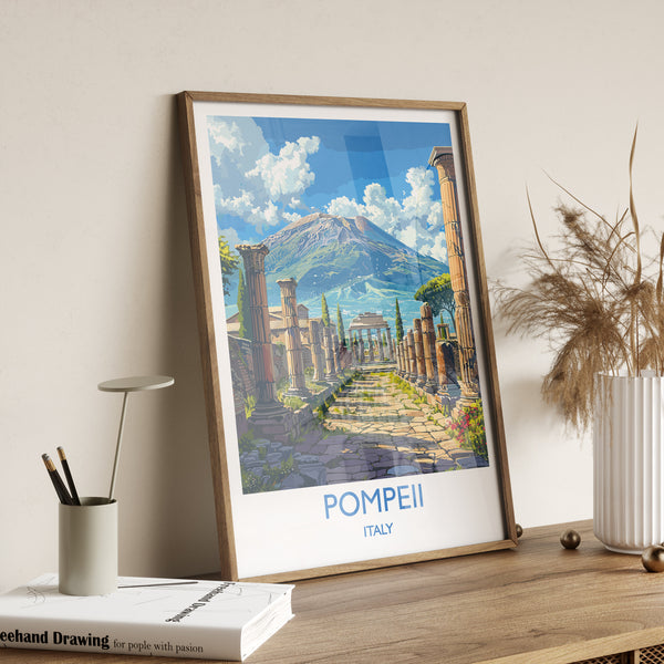 Pompeii Travel Poster Wall Art, Travel Print of Pompeii, Pompeii Art Lovers Gift, Italy, Italian Art Gift