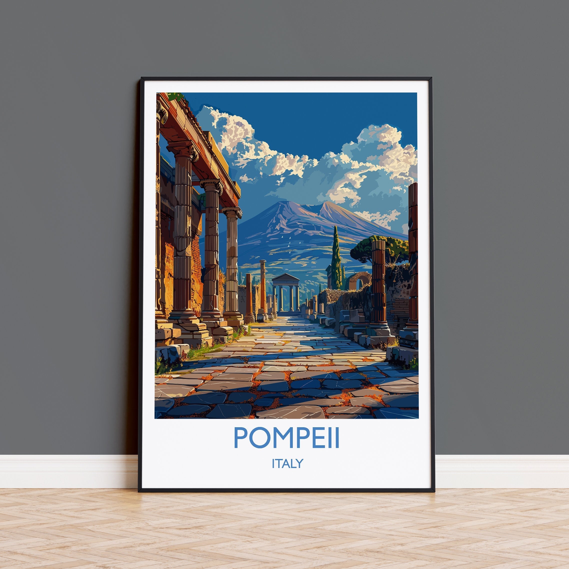 Pompeii Travel Poster Wall Art, Travel Print of Pompeii, Pompeii Art Lovers Gift, Italy, Italian Art Gift NQ Media Designs
