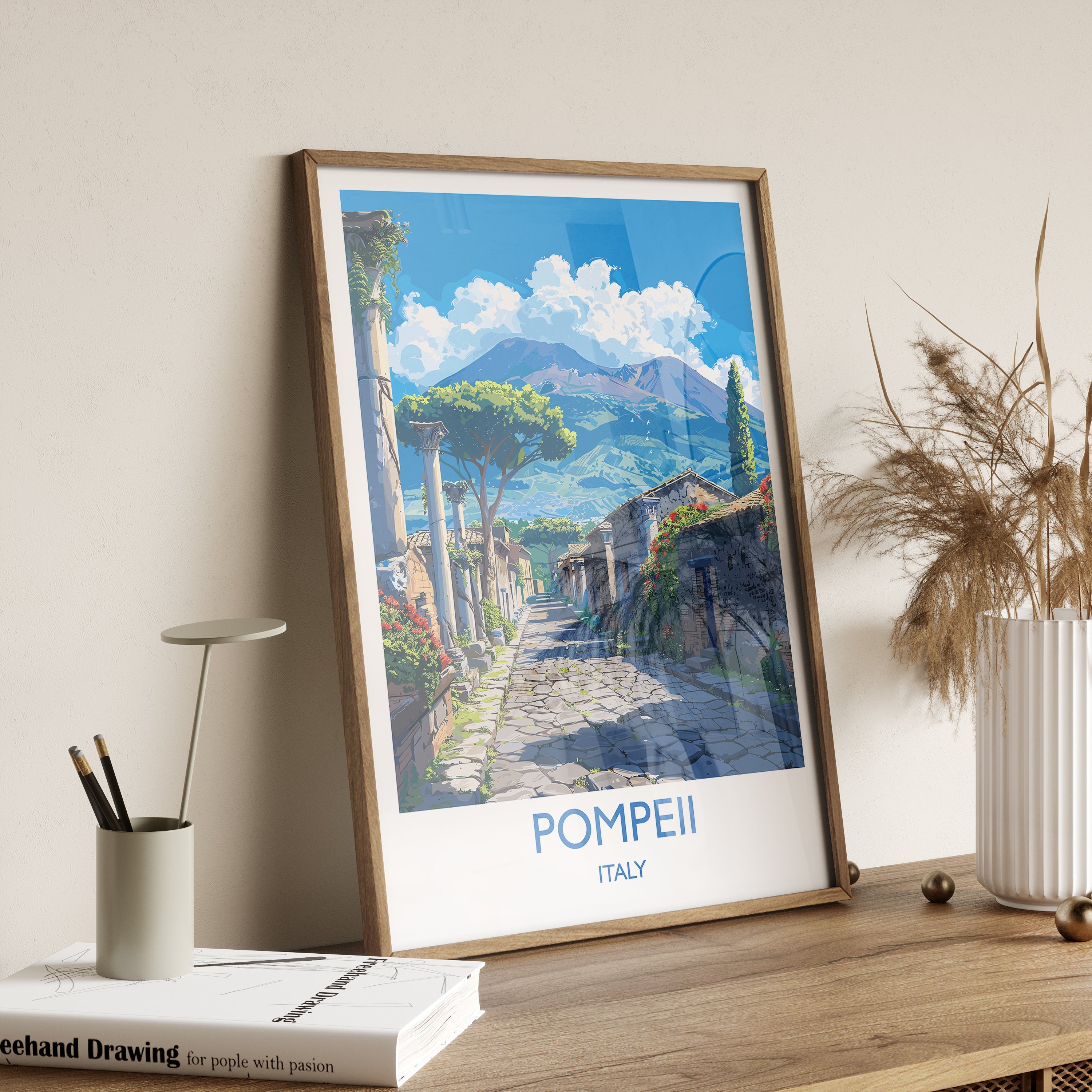 Pompeii Travel Poster Wall Art, Travel Print of Pompeii, Pompeii Art Lovers Gift, Italy, Italian Art Gift NQ Media Designs