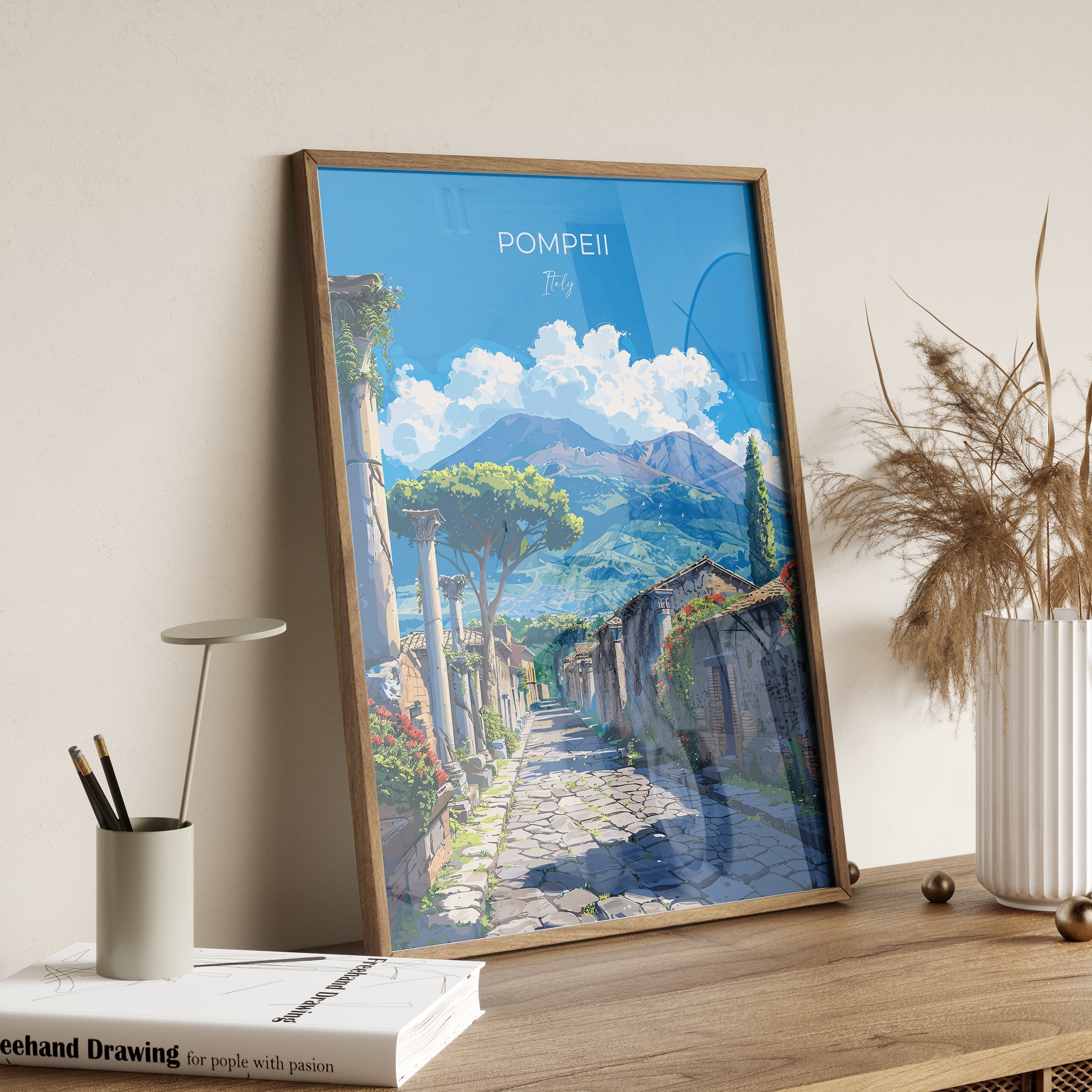 Pompeii Travel Print Wall Art, Travel Poster of Pompeii, Pompeii Art Lovers Gift, Italy, Italian Art Gift NQ Media Designs