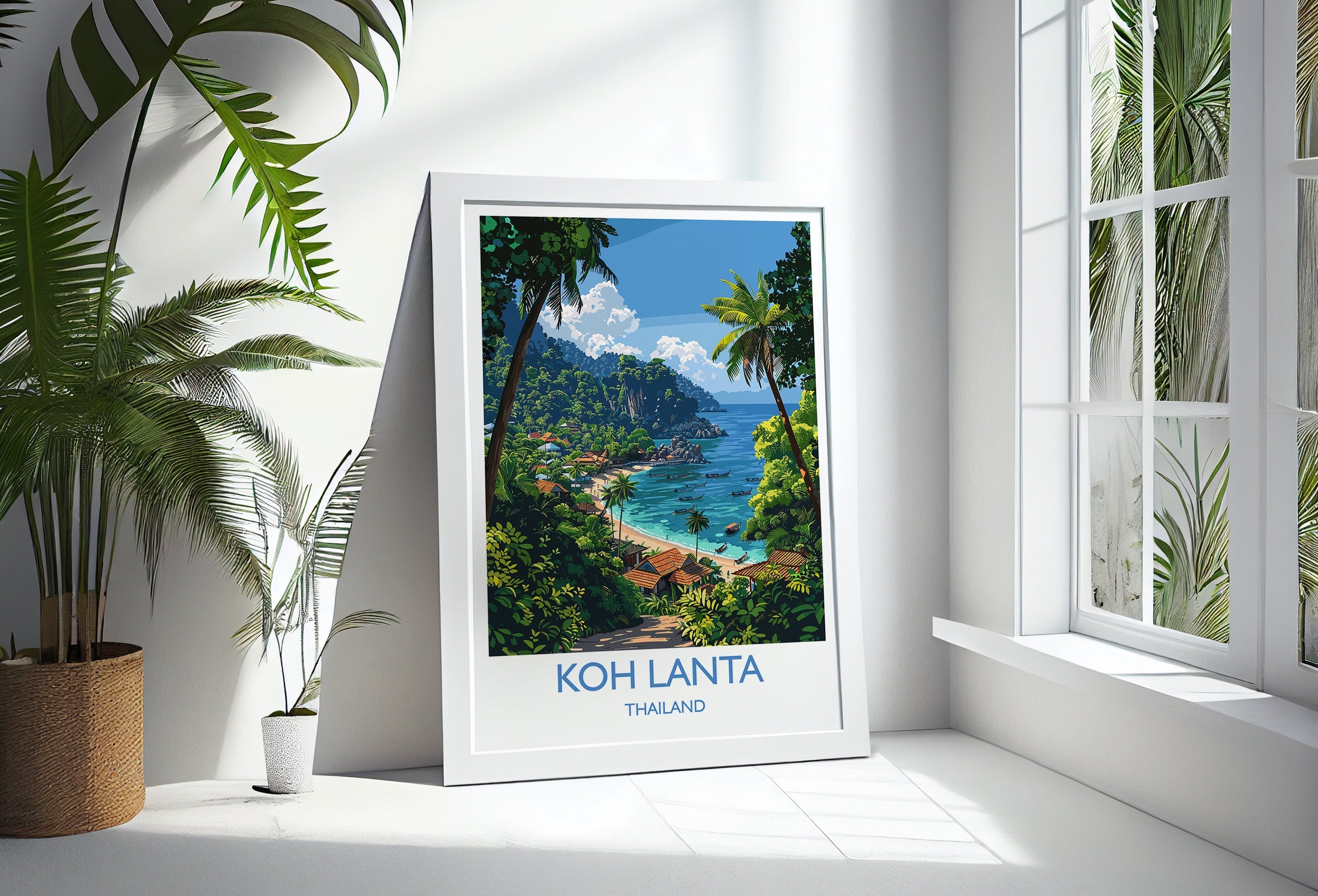 Koh Lanta Travel Print, Travel Poster of Koh Lanta, Thailand, Koh Lanta Art Lovers Gift, Wall Art Print NQ Media Designs