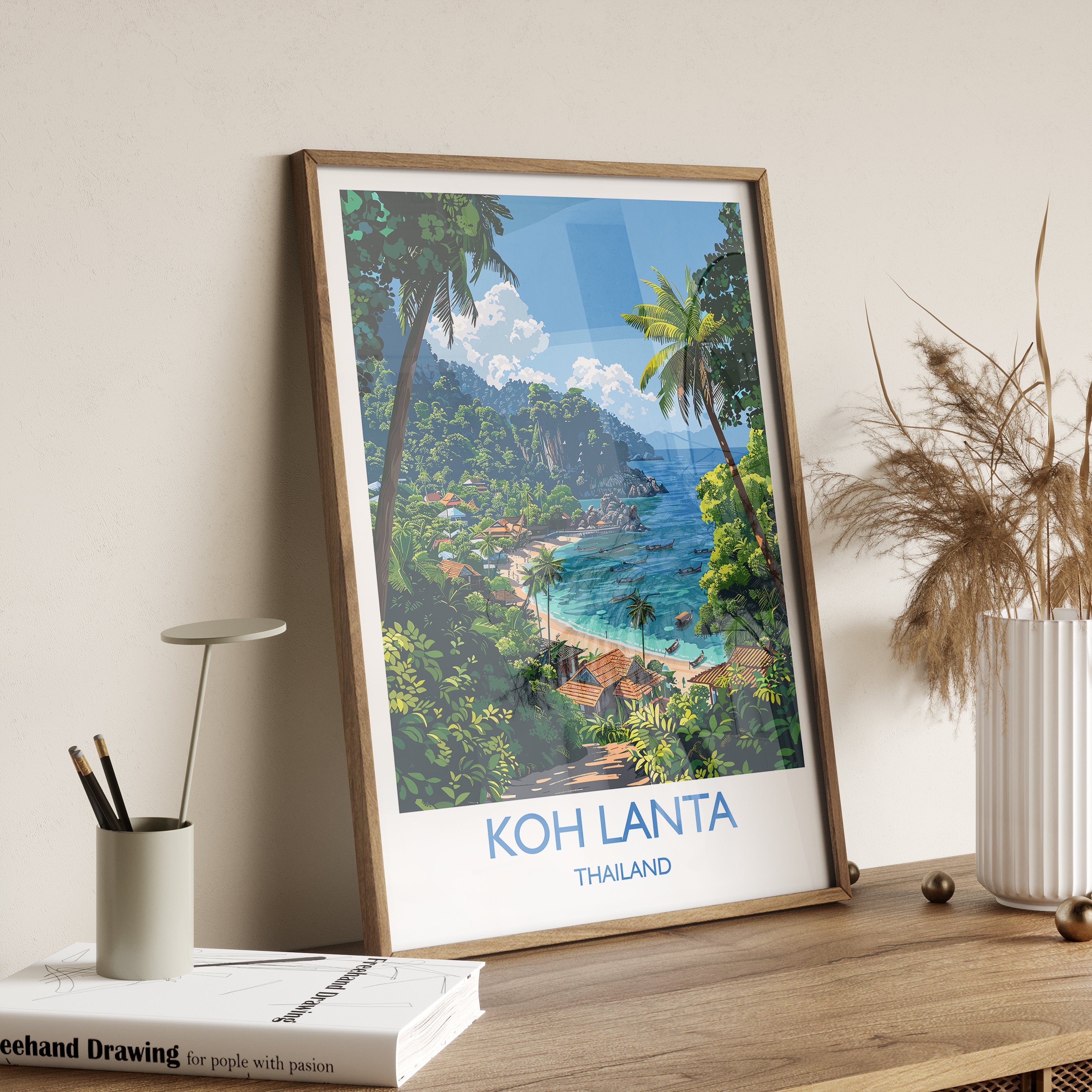 Koh Lanta Travel Print, Travel Poster of Koh Lanta, Thailand, Koh Lanta Art Lovers Gift, Wall Art Print NQ Media Designs