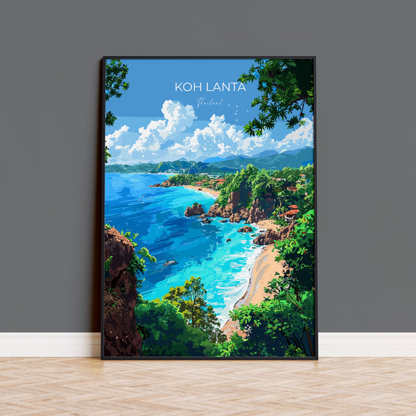 Koh Lanta Travel Poster Wall Art, Travel Print of Koh Lanta, Thailand, Koh Lanta Art Lovers Gift, Travel Gift Art