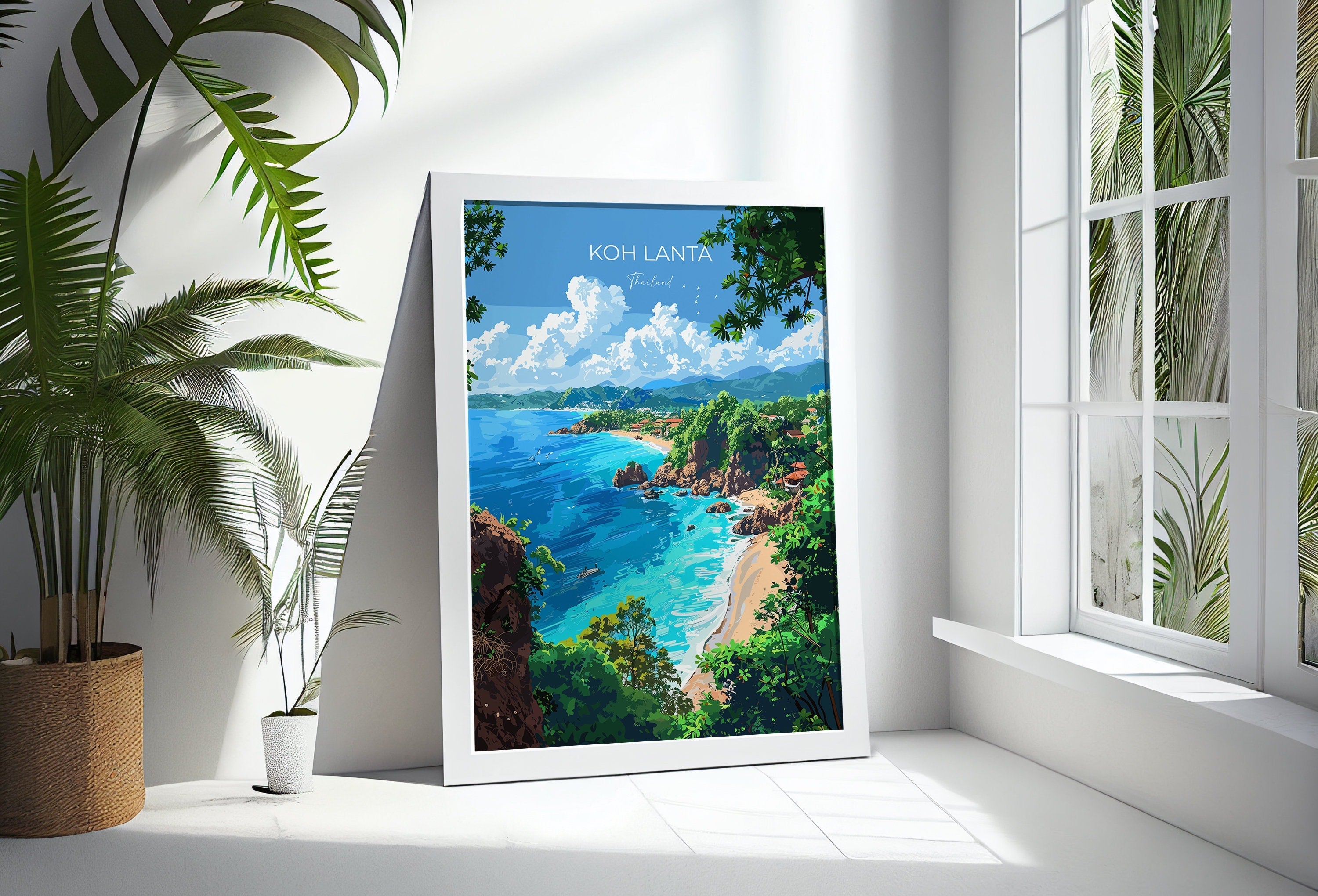 Koh Lanta Travel Poster Wall Art, Travel Print of Koh Lanta, Thailand, Koh Lanta Art Lovers Gift, Travel Gift Art NQ Media Designs