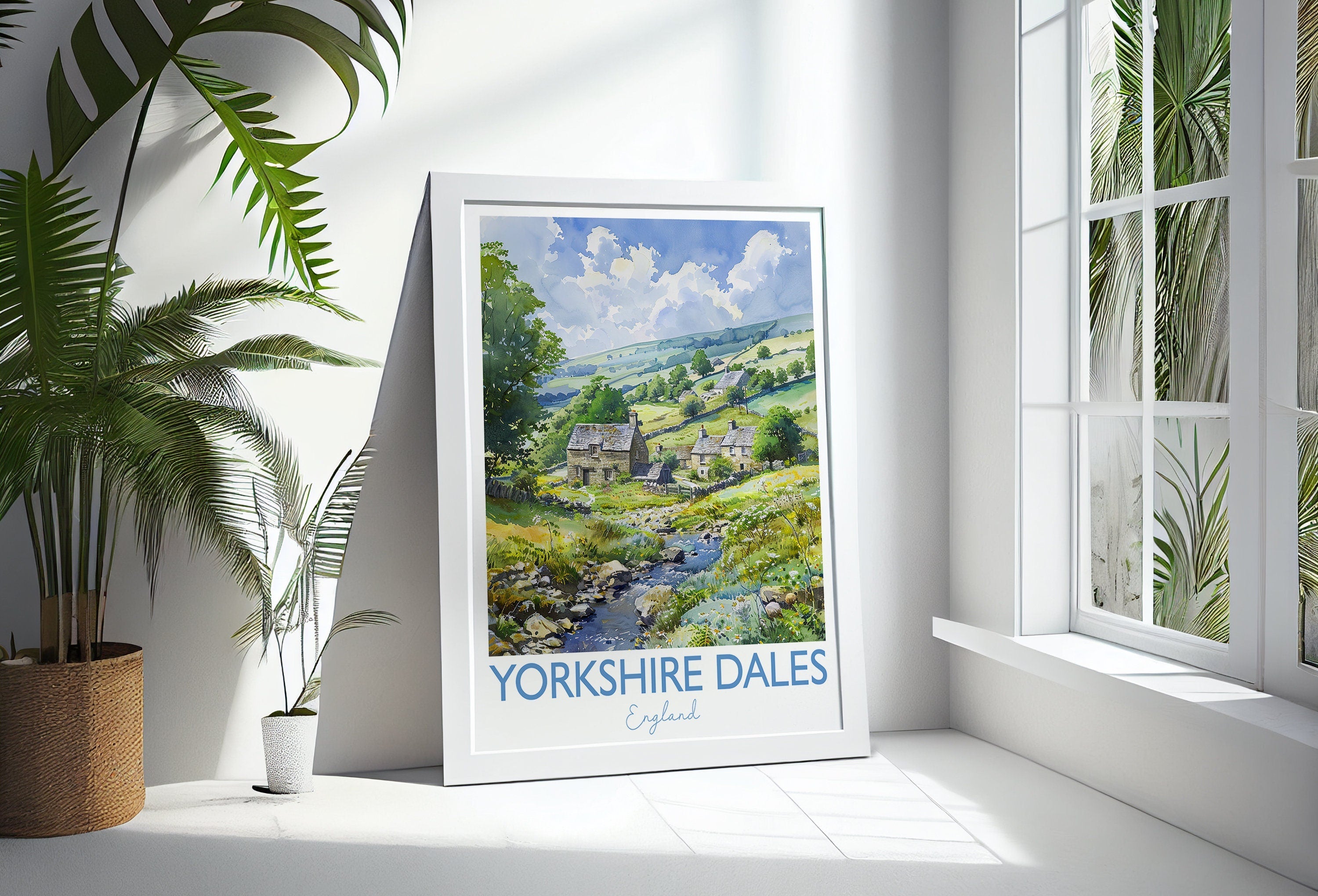 Yorkshire Dales Poster, Travel Print of Yorkshire Dales, England, Yorkshire Dales Art Lovers Gift, Travel Watercolour Gift NQ Media Designs