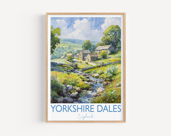 Yorkshire Dales Print, Travel Poster of Yorkshire Dales, England, Yorkshire Dales Art Lovers Gift, Travel Watercolour Gift