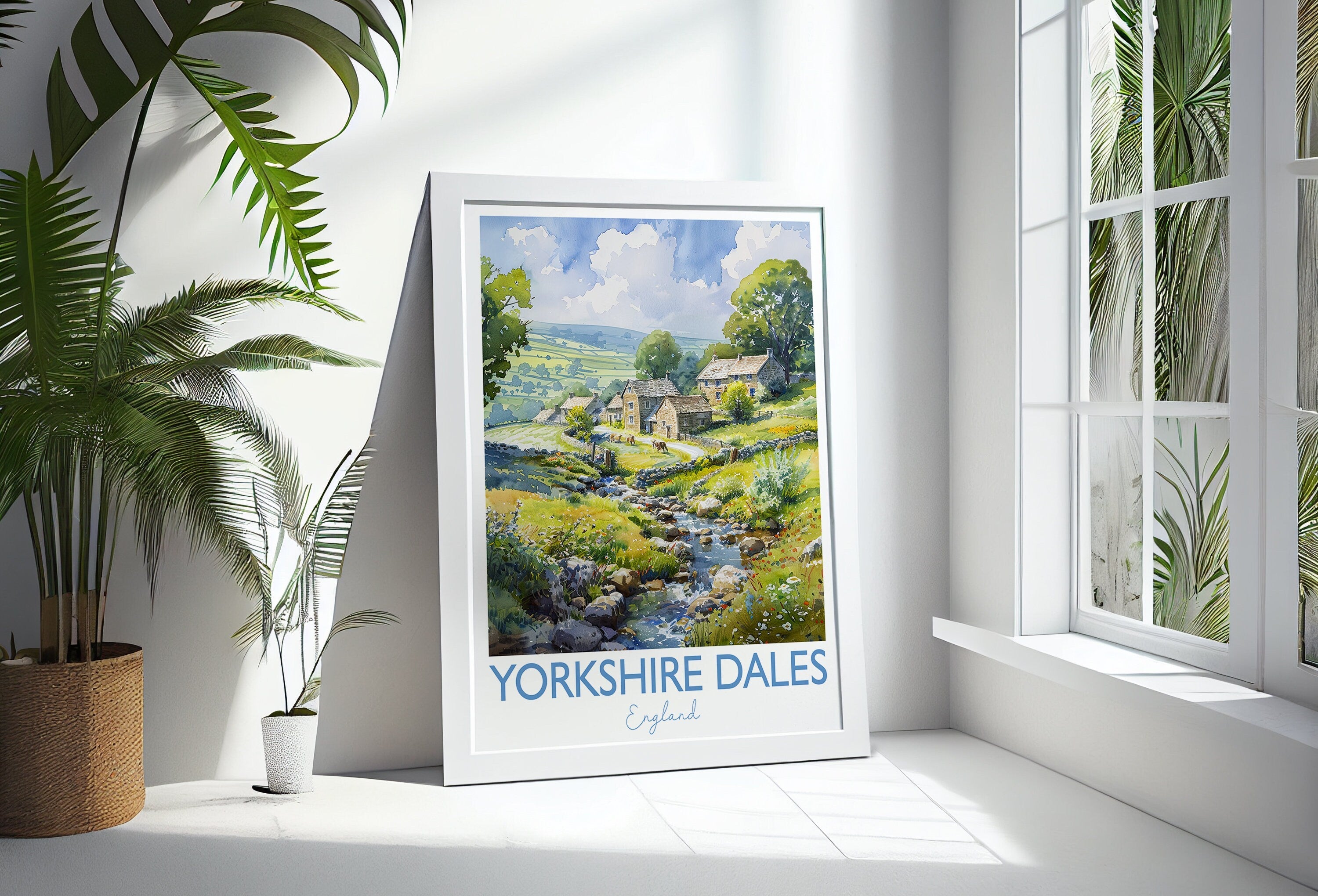 Yorkshire Dales Print, Travel Poster of Yorkshire Dales, England, Yorkshire Dales Art Lovers Gift, Travel Watercolour Gift NQ Media Designs
