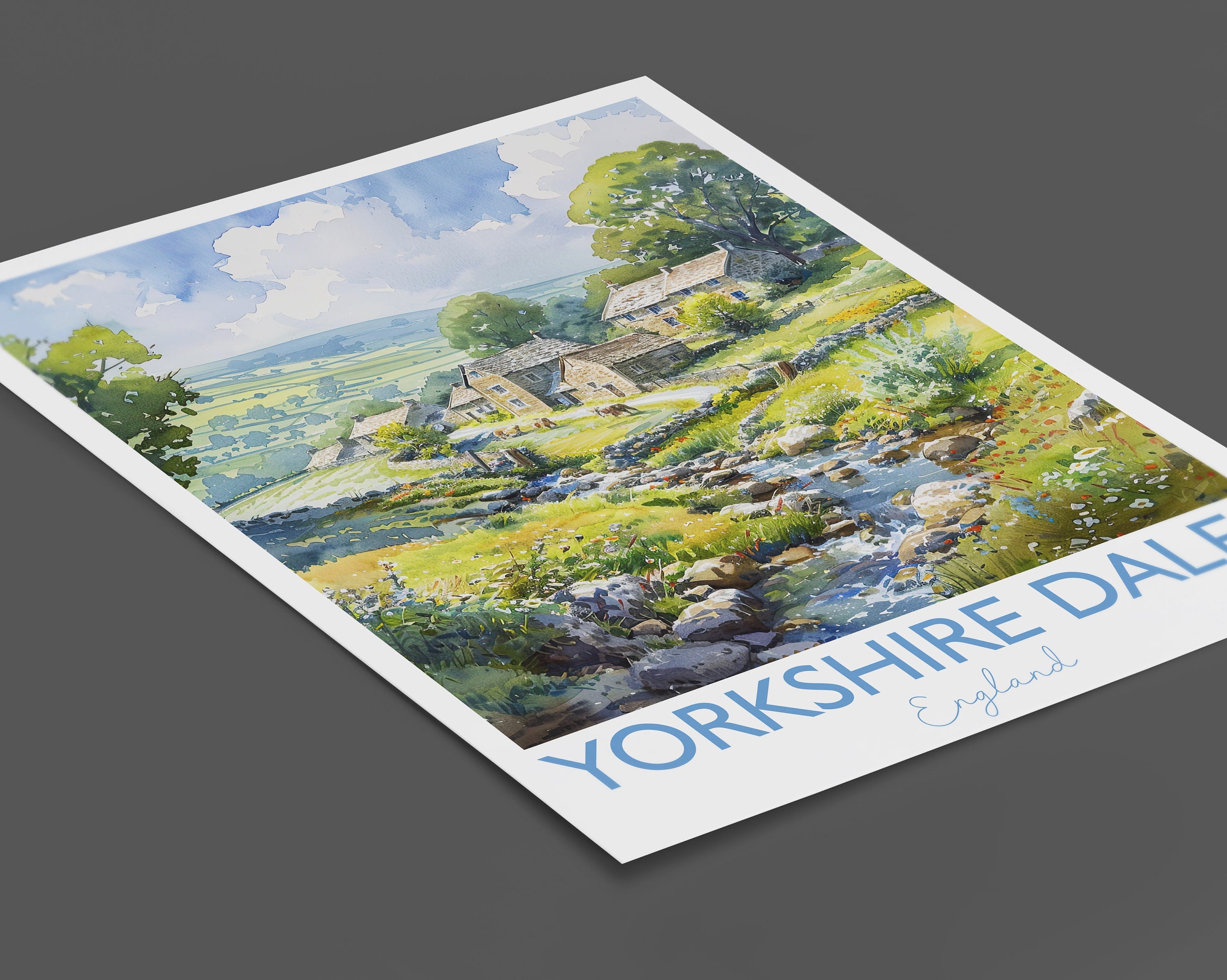 Yorkshire Dales Print, Travel Poster of Yorkshire Dales, England, Yorkshire Dales Art Lovers Gift, Travel Watercolour Gift NQ Media Designs