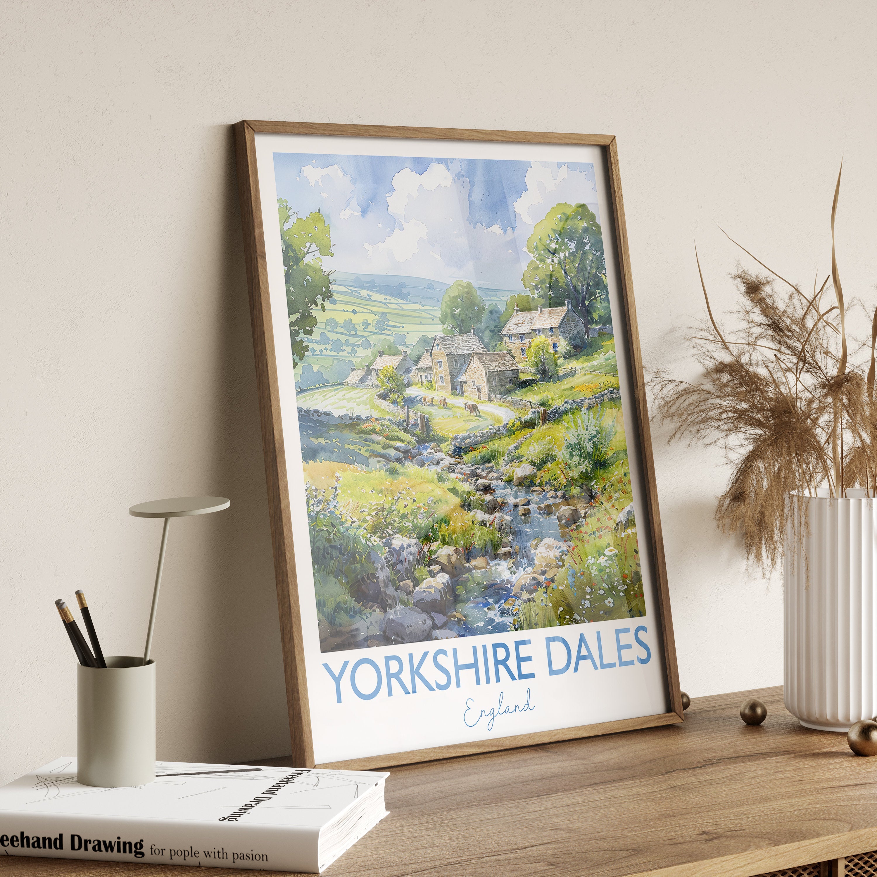 Yorkshire Dales Print, Travel Poster of Yorkshire Dales, England, Yorkshire Dales Art Lovers Gift, Travel Watercolour Gift NQ Media Designs