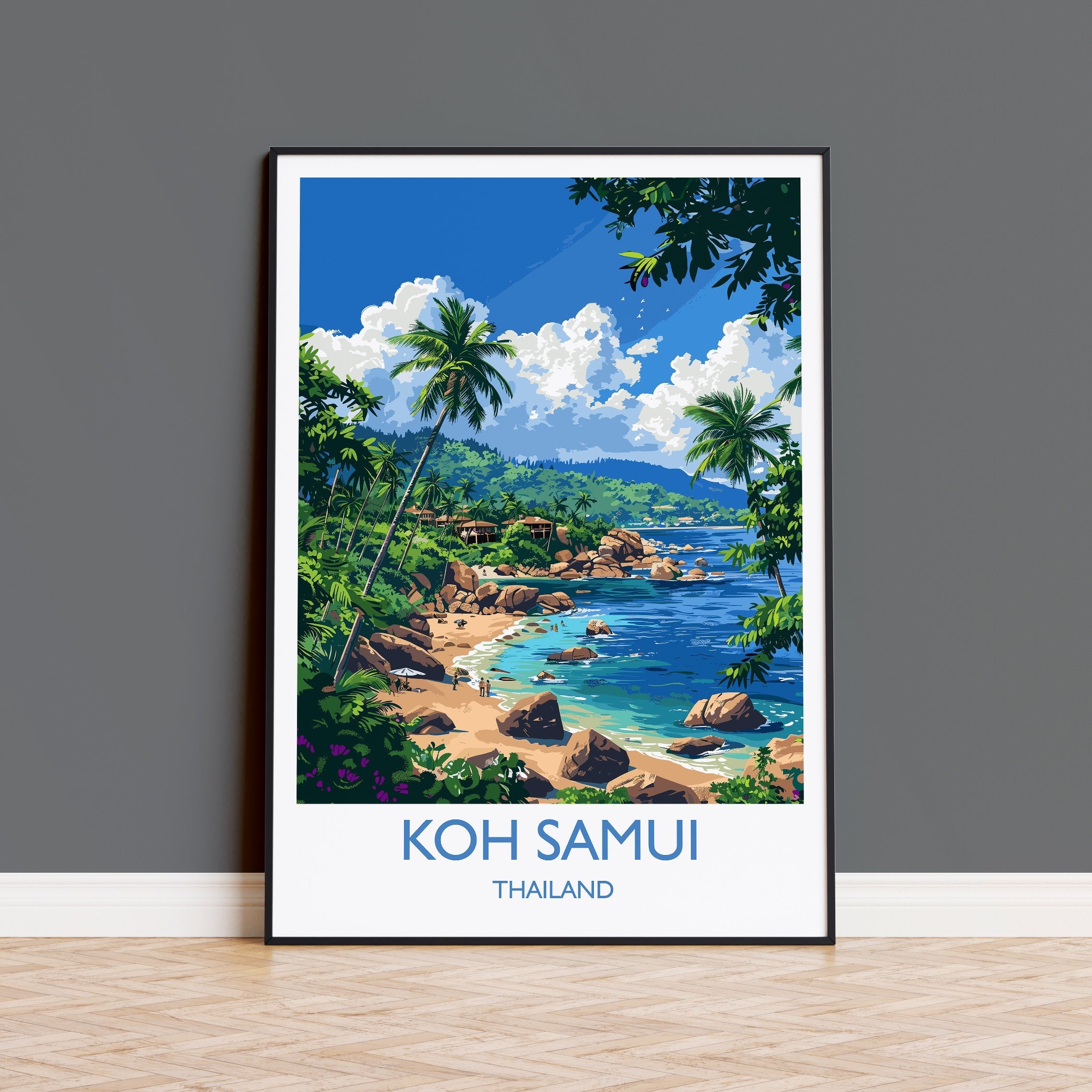 Koh Samui Travel Print, Travel Poster of Koh Samui, Thailand, Koh Samui Art Lovers Gift, Wall Art Print NQ Media Designs