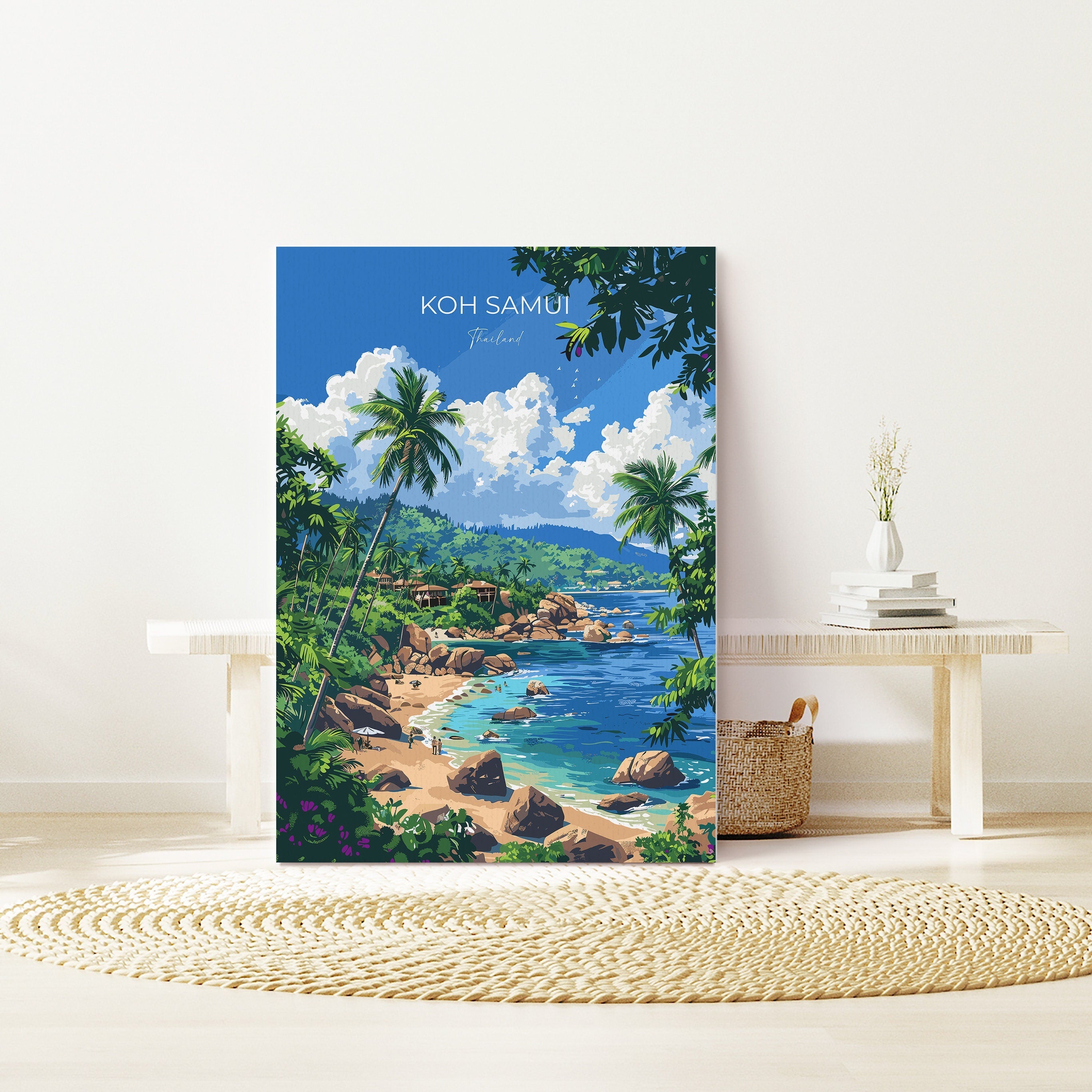 Koh Samui Travel Poster Wall Art, Travel Print of Koh Samui, Thailand, Koh Samui Art Lovers Gift, Travel Gift Art NQ Media Designs